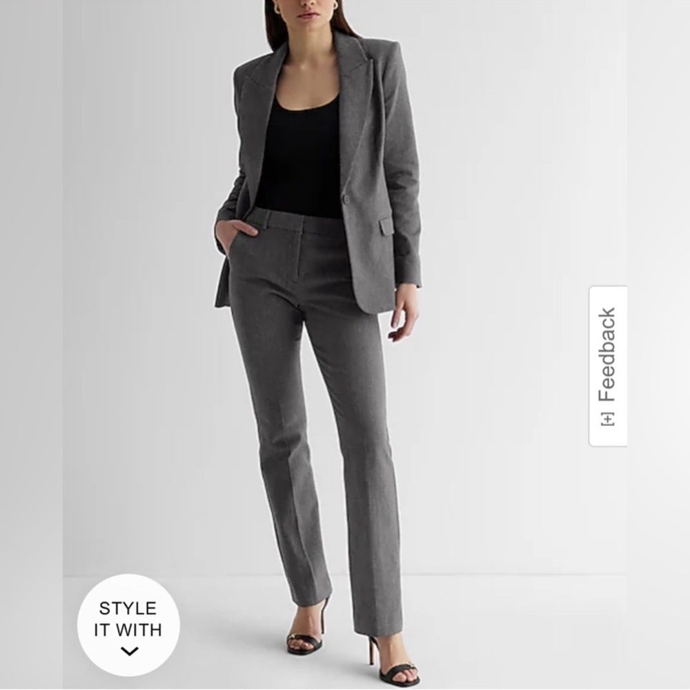Express Women's Gray Tailored Straight-Leg Trousers